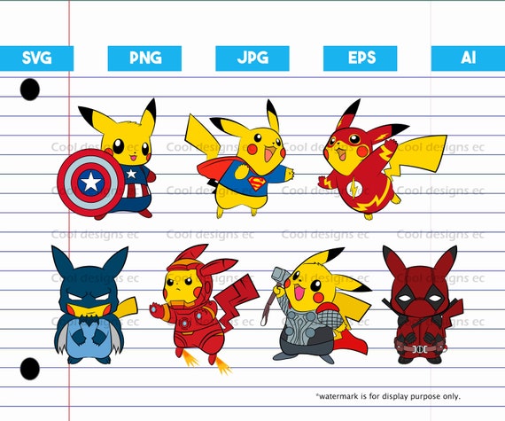 Download Pikachu pokemon avengers deadpool svg png 300 dpi ai eps ...