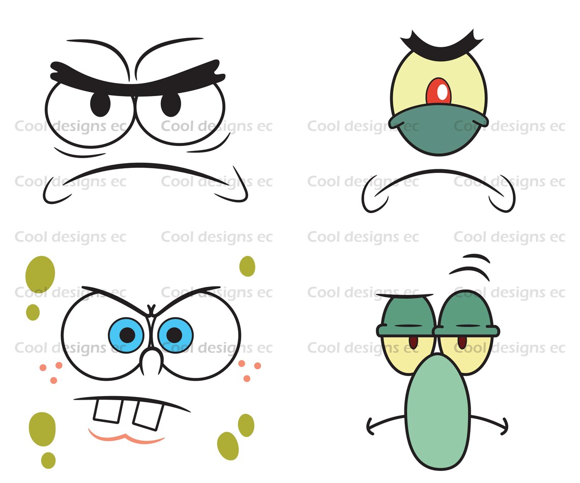 Spongebob characters bundle faces SVG PNG DXF eps layered | Etsy