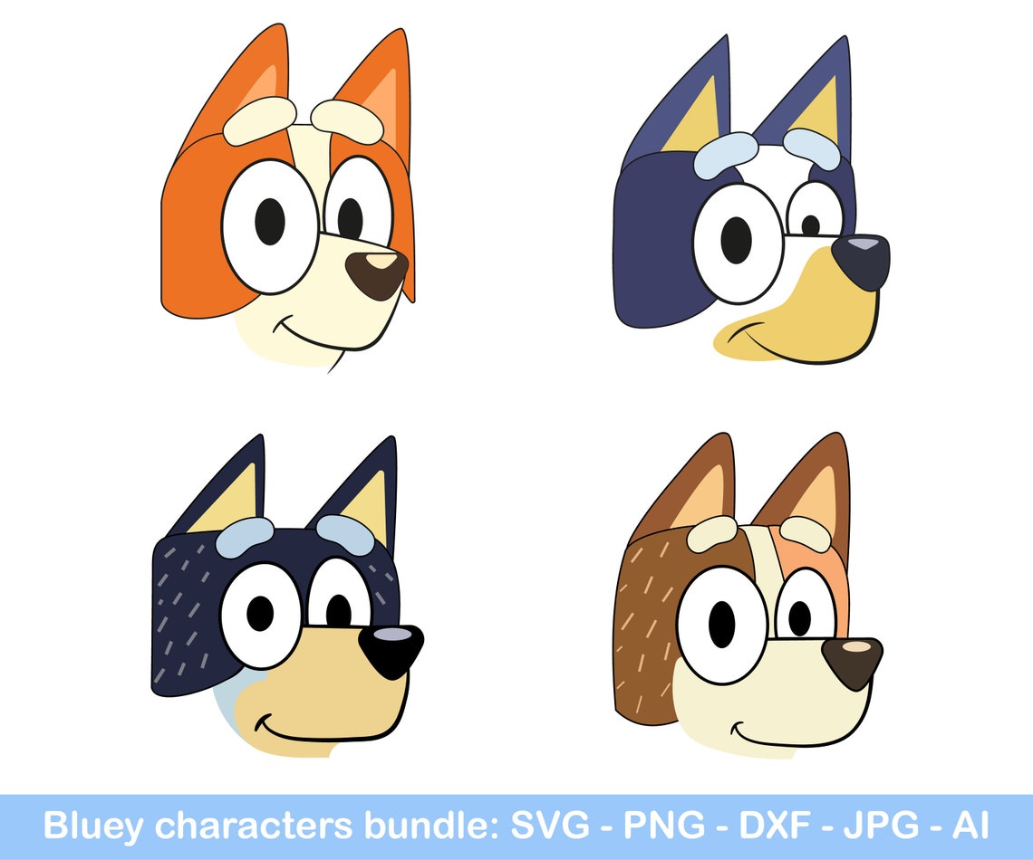 Bluey Face Characters / Bandit / Chilli / Bingo / Bundle Svg Etsy UK