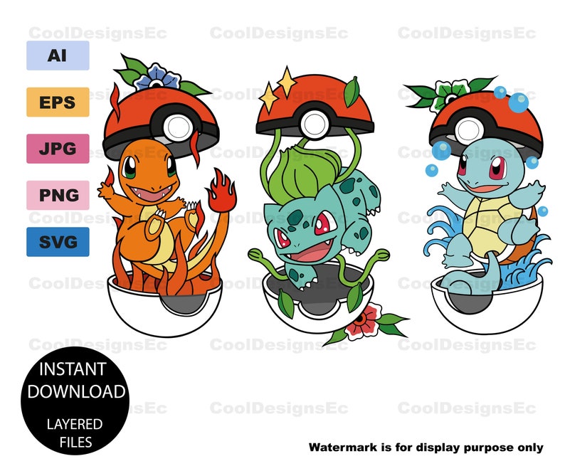 Download Pokemon first generation charmander bundle svg printables | Etsy