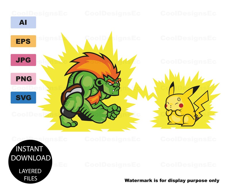 Download Pokemon Pikachu SVG clip art printable layered file | Etsy