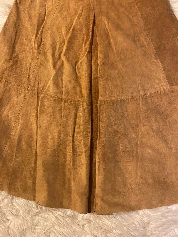 Vintage 70s leather suede maxi skirt - image 9
