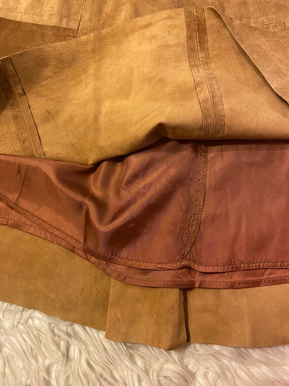 Vintage 70s leather suede maxi skirt - image 3