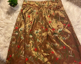 Vintage Glam gold floral skirt small