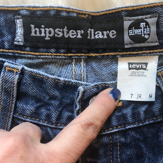 Vintage 90s early 2000s Levi’s hipster flare silv… - image 6