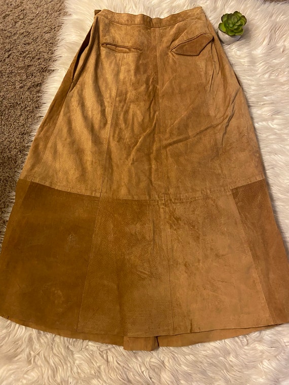 Vintage 70s leather suede maxi skirt - image 10
