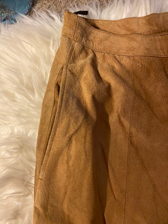 Vintage 70s leather suede maxi skirt - image 5