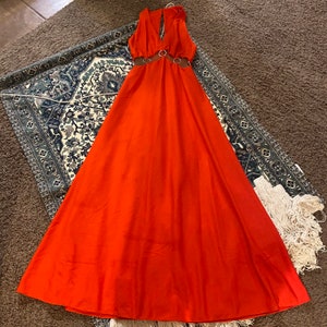 Vintage 60s 70s formal maxi dress