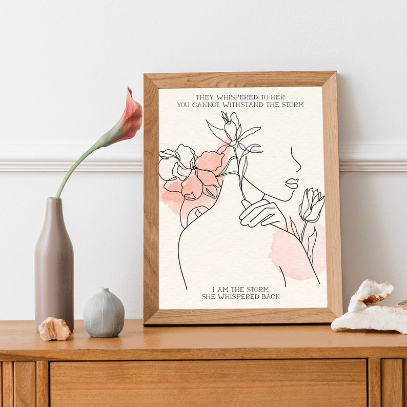 Female Line Art Print Minimalist Wall Decor Printable Poster Text Art ...