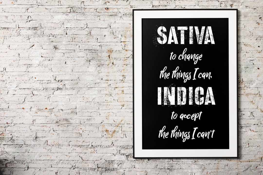 Sativa Print Indica Poster Text Print Wall Art Printable Sativa Poster ...