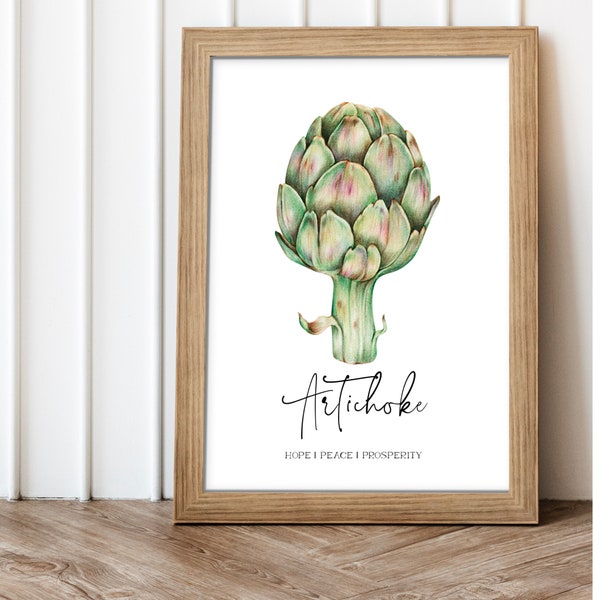 ARTICHOKE Wall Art Print, Printable Artichoke Poster, Vintage Artichoke Print, Minimalist Kitchen Decor, Digital Wall Art, Printable Art Set