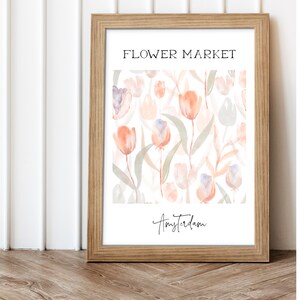 FLOWER MARKET PRINT Amsterdam Digital Download, Flower Market Amsterdam Poster, Modern Minimalist Print, Floral Poster, Matisse Prints Art