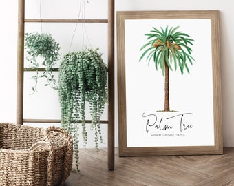 Botanical Wall Art, Palm Tree Wall Print, Vintage Palm Tree Print, Palm Tree Lover Gift, Tree Wall Art, Palm Printable Botanical Art Prints