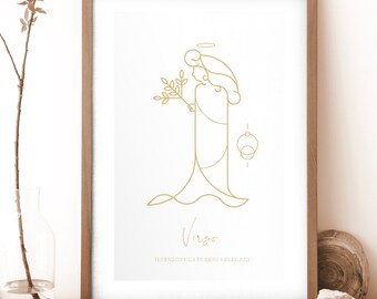 REGALO DE SIGNO DEL ZODIACO, Regalos del signo de la estrella de Virgo, regalos de cumpleaños del signo del zodíaco, regalo del signo de la estrella de Virgo para ella, regalo de arte de la pared de la astrología, regalos imprimibles