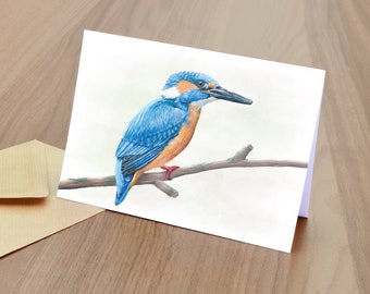 Kingfisher Blank Greetings Card  -  British Wildlife