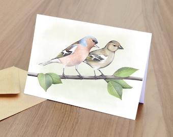 Chaffinches Blank Greetings Card  -  British Wildlife