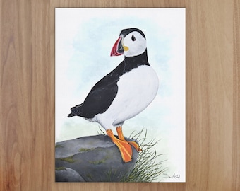 Puffin Wildlife Art Print, A4 or 8x6