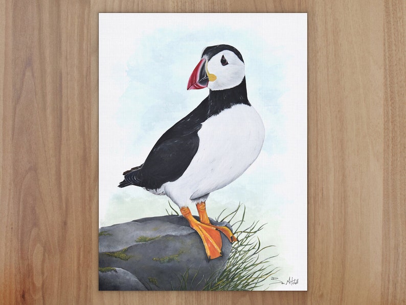 Puffin Wildlife Art Print, A4 or 8x6 image 1