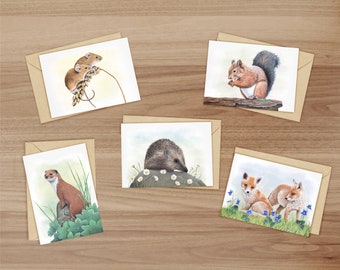 British Mammals - Pack of 5 Blank Greetings Cards