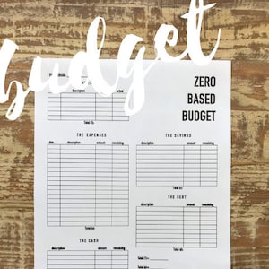 Zero Based Budget by Paycheck Template Printable
