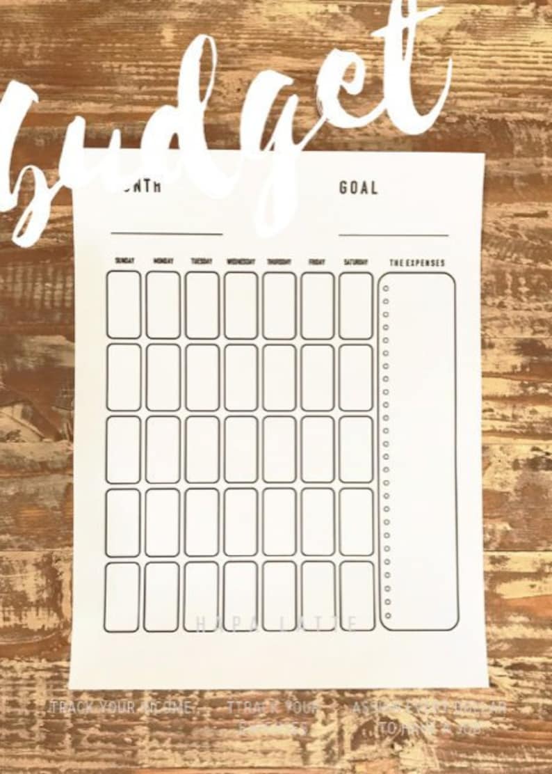 Printable Expense Calendar Etsy Printable Expense Calendar Etsy