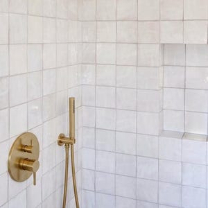 White Zellige Tile Handmade Moroccan Tiles Genuine Mosaic Tiles Square Organic Backsplash Tile Kitchen Zelige Bathroom Shower Accent Wall