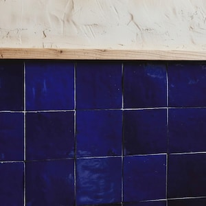 Dark Blue Tile Moroccan Zellige Tile Indigo Handmade Tile Square zellige mosaic tile Navy Fireplace Surround Bathroom Backsplash Zellij