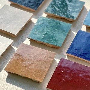 SAMPLE Zellige Tile Moroccan Tile Handmade Square Fireplace Backsplash Tile Glazed Accent Tile Bathroom Wall Outdoor Morocco Tile