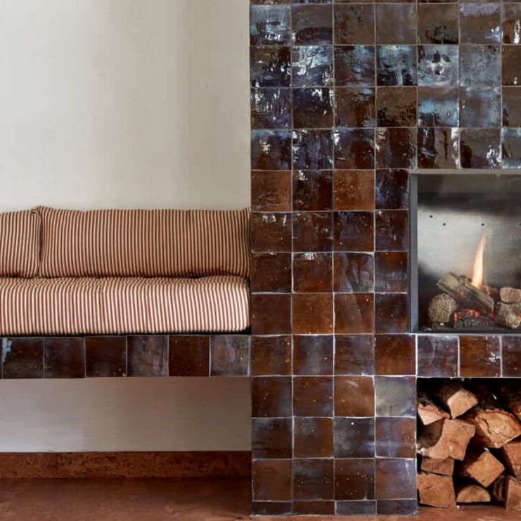 Brown Moroccan Tile Handmade Square Fireplace Glazed Accent Tile Backsplash Bathroom Wall Tile Home Decor Morocco Tile