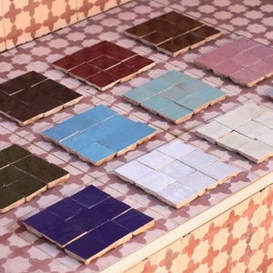 1 square foot Zellige Tile Moroccan Tile Handmade Square Fireplace Backsplash Tile Glazed Accent Tile Bathroom Wall Outdoor Morocco Tile