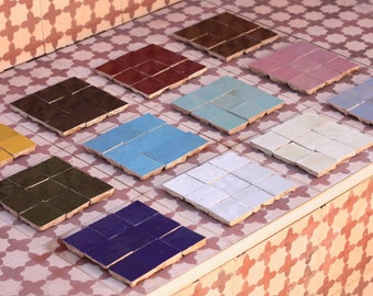1 square foot Zellige Tile Moroccan Tile Handmade Square Fireplace Backsplash Tile Glazed Accent Tile Bathroom Wall Outdoor Morocco Tile