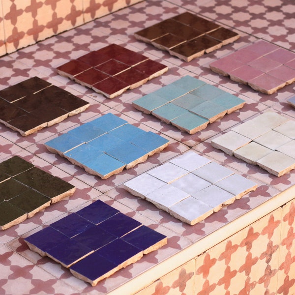 Zellige Tile Moroccan Tile Handmade Square Fireplace Backsplash Tile Glazed Accent Tile Bathroom Wall Outdoor Morocco Tile 1 Square Foot