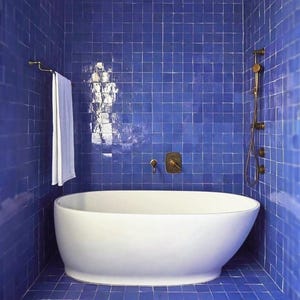Moroccan Tile Cerulean Blue Square Handmade Moroccan Blue Backsplash Tile Bathroom Dark Cornflower Blue Tile Fireplace Zellij