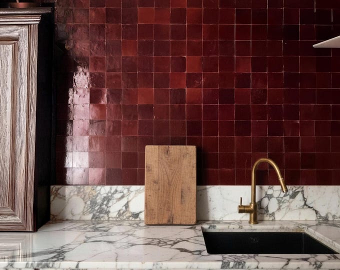 1 vierkante voet kastanjebruine zellige tegels Marokkaanse zellige tegel rode antieke decoratieve tegels handgemaakte bordeaux mozaïek tegel 10 x 10 vierkante zellij