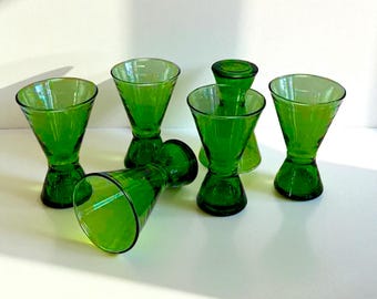 Green Moroccan Beldi Martini Glass Set of 6 Artisan Handcrafted Cocktail Glasses Recycled Handmade Margarita Midcentury Barware