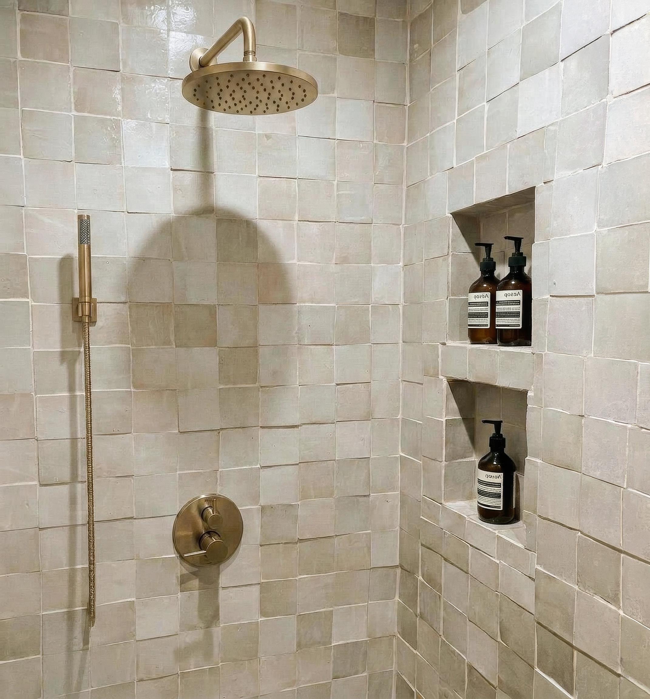 Cream Zellige Tile Handmade Moroccan Tiles Off-White Backsplash Oat Ceramic Square Oyster Shower Bathroom Zellij