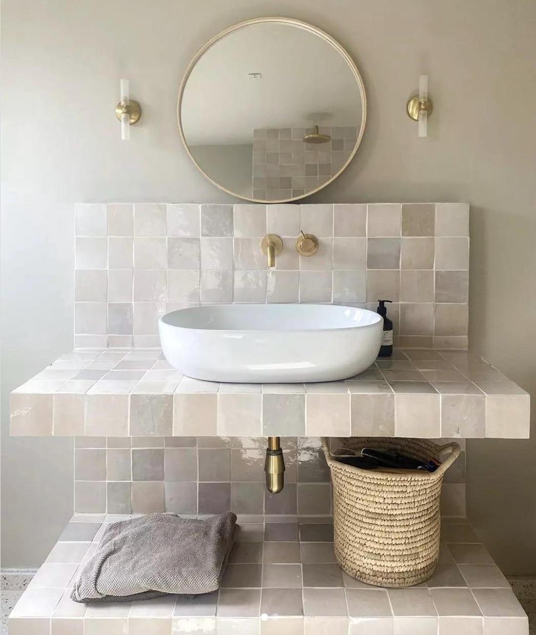 1 Square Foot Cream Zellige Tile Moroccan Tile Handmade Zellige Tiles Oyster White Bathroom ...