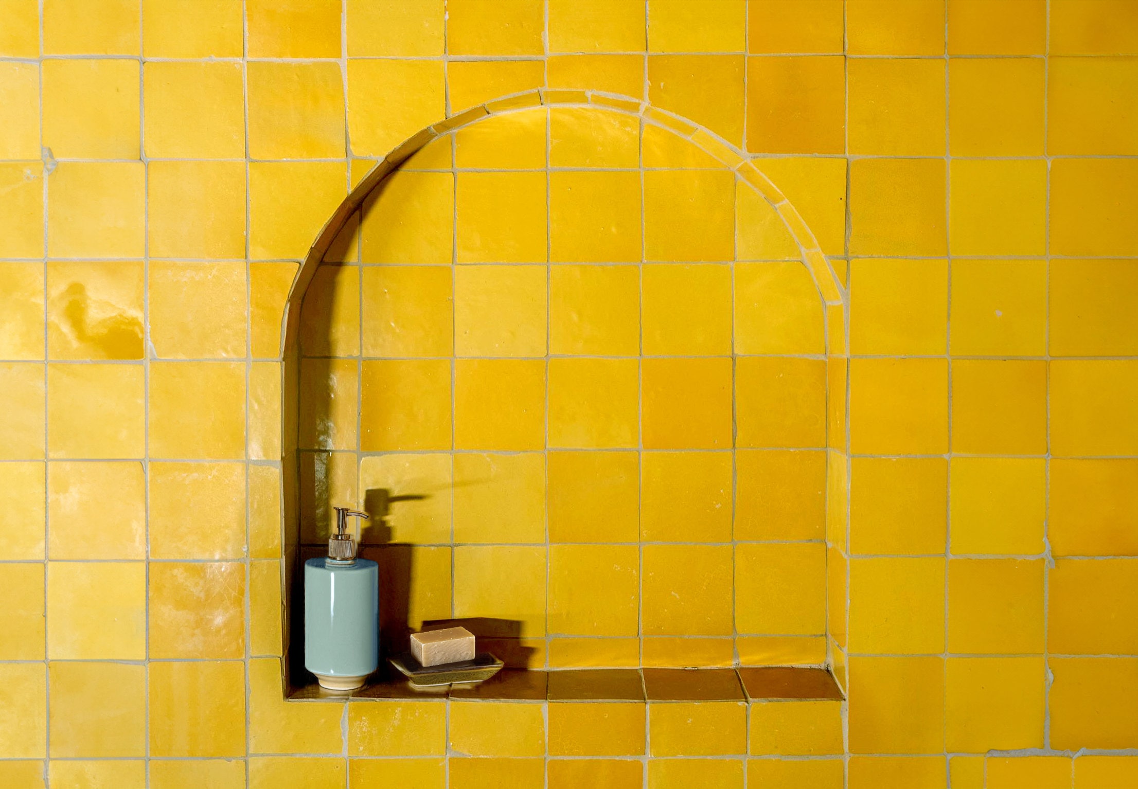 1 Square Foot Yellow Zellige Tile Moroccan Tile Handmade Square