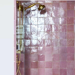 1 square foot moroccan tile Light Pink Zellige Tile Rose Moroccan Tile Handmade Tile Backsplash Bathroom Square Tile Fireplace Tile Zellij