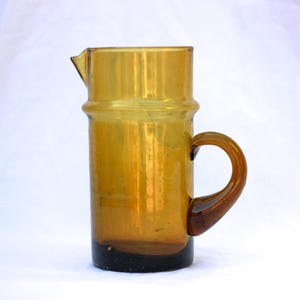 Brown Recycled Glass Water Jug Beldi Glass colored handblown glass pitcher glassware Moroccan handmade tableware recycled glass reclaimed