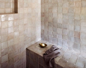 Cream Zellige Tile Moroccan Tile Handmade Oyster White Tile Backsplash Bathroom Square Wall Tile Fireplace Tile off-white Zellij