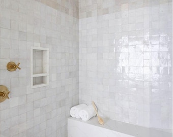 1 square foot zellige tile white moroccan handmade white tiles kitchen tile backsplash tile bathroom Moroccan tile white zellige tile 4x4