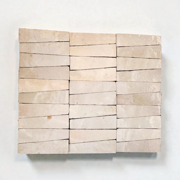 12 (30 cm panels) of 1 in Cream trapezoid mosaic tile panels authentic zellige tile for walls mosaic sheet backsplash handmade bathroom tile