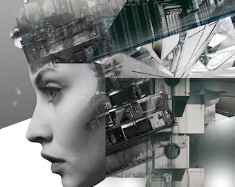 Abstract Woman Portrait Collage Art Print (Digital Download)
