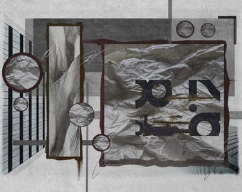 Abstrakte Collage Kunstdruck: Zeitgenössisches Digital Design (Digitaler Download)