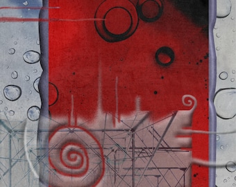 Abstrakte Collage als Kunstdruck: Zeitgenössische Wanddekoration (Digital)