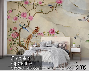 Spring Birds Wallpaper, Wall Mural, Peel and Stick, Wall Covering, for Living Room, for Bedroom,