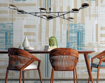 Scandinavian Wallpaper: Beige & Blue Minimal Wall Mural, Peel and Stick