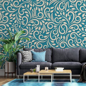 Geometric Blue Wallpaper, Peel and Stick Wall Murals, Lines Trend Geometric Wallpaper, Modern  Self-Adhesive Wall Covering Removable