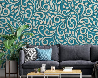 Geometric Blue Wallpaper, Peel and Stick Wall Murals, Lines Trend Geometric Wallpaper, Modern  Self-Adhesive Wall Covering Removable